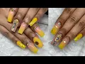 Bright Yellow Ombre Summer Nails 3D Acrylic Flower Technique Watch Me Work Nail Art Tutorials