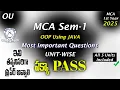 OU MCA Semester 1 - OOP USING JAVA Most Important Questions UNIT-WISE OsmaniaUniversity MCA 2025