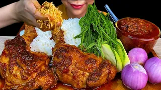 MUKBANG CHICKEN||SPICY CHICKEN CURRY, ONION, MANGO