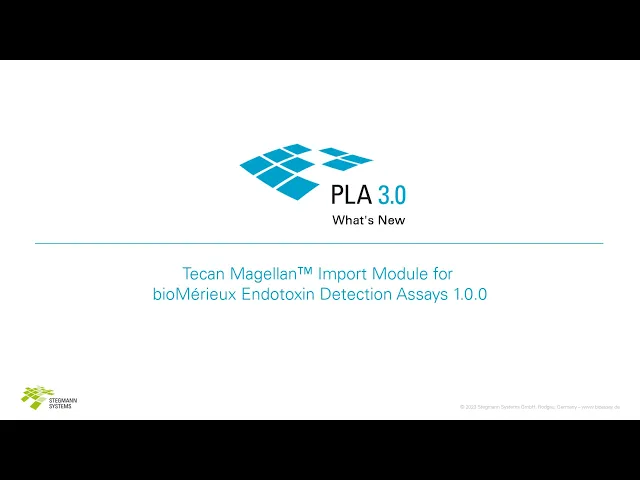 Screenshot of video What's New in the Tecan Magellan™ Import Module for bioMérieux Endotoxin Detection Assays (PLA 3.0)