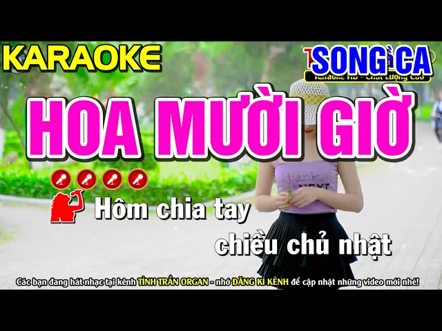 HOA MƯỜI GIỜ Karaoke Bolero Nhạc Sống SONG CA ( PHỐI HAY  ) - Tình Trần Organ