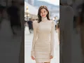 Lagu Beautiful Girl StreetFashion - Beige Knit Dress | Korean AI Lookbook