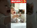 Lagu cat shaking hands with cute baby#mangu #asmr #shortsfeed #catshorts