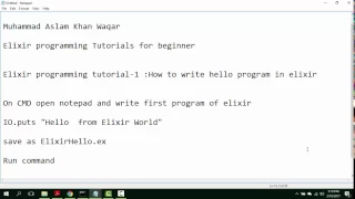 Elixir Programming Tutorial for absolute beginner Tutorial 1-How to write hello World in elixir