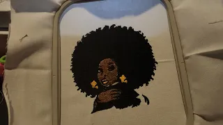 embroidering an afro black girl digitized image on the se625 brothers 1 