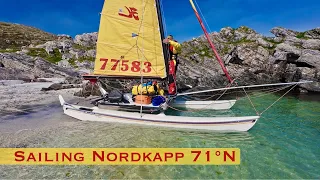 Sailing around Nordkapp on Hobie 16 Catamaran
