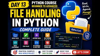 Python Tutorial for Beginners Day 13 Read Write Append File Modes FILE HANDLING IN PYTHON