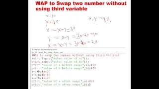 Swap Two Number without a third variable in Python Python Tutorial for Beginners in Hindi 24