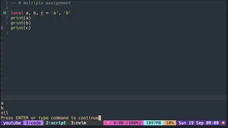 Lua Tutorial with Neovim Multiple Assignment