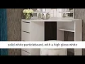 Victory Corner Makeup Vanity Table White Makeup Desk with Three-Fold Mirrors and 4 Drawers Bedroom