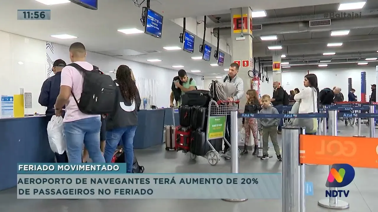 Aeroporto de Navegantes terá aumento de 20% de passageiros no feriado