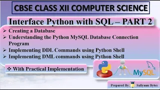 Interface Python with MySQL Part 2 CBSE Class 12 CS Python MySQL Database Operations Guide