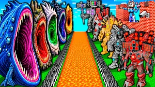 SEA EATER MONSTERS vs SURVIVAL BASE of TITAN BOSS TEAM & TV MAN vs SPEAKERMAN in MINECRAFT animation