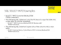 MySQL DBMS SELECT INTO INSERT INTO