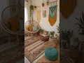 Boho Living Room Decor Ideas Cozy Floor Seating Rattan Chair Layered Rugs
