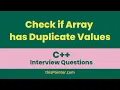 Check if Array Contains Duplicates in C Interview Question C Tutorial