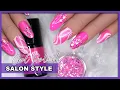 WATCH ME WORK Salon Nails - Pink Gel Abstract Swirls Glitter