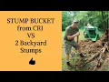 John Deere 2032R 2038R Removing 2 Big Stumps with the Cold Roll Industrial CRI Stump Bucket