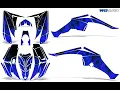 ATV Graphics kit Sticker Decal Compatible with Yamaha Raptor 350 2004-2014 - Flames Blue