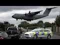 Military police block London road for large plane