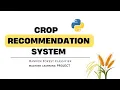 Crop Recommendation System Machine Learning Project Random Forest
