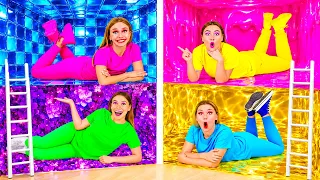 Kamar Rahasia Di Bawah Tempat Tidur Tantangan Empat Warna | Trik Kreatif yang Menakjubkan BaRaFun