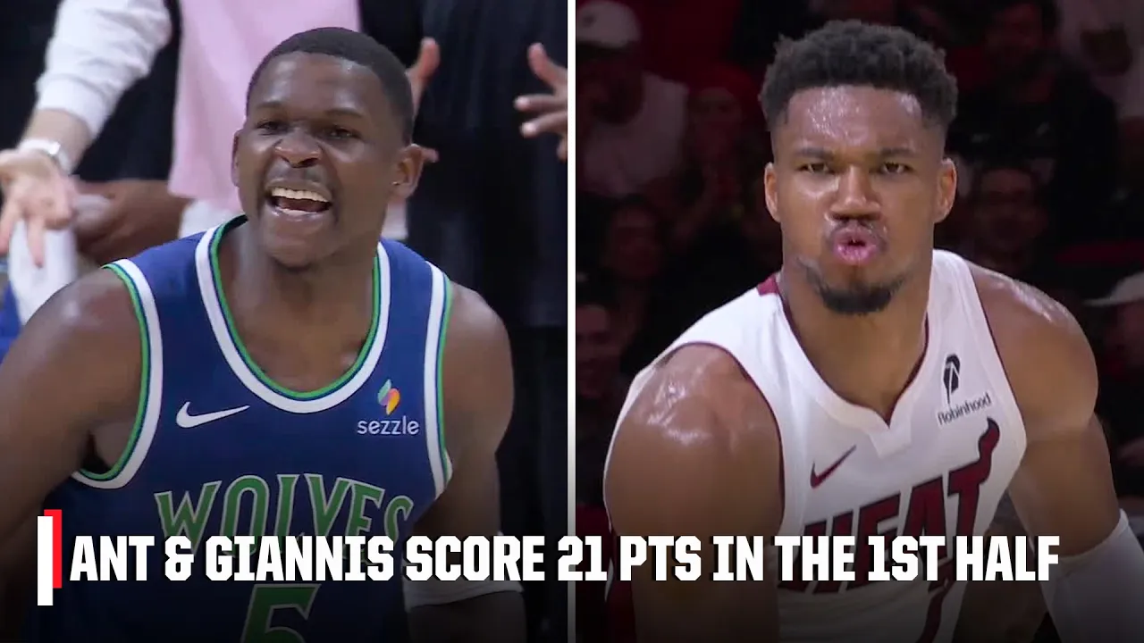 ANT & GIANNIS GOING AT IT 🍿 Edwards & Antetokounmpo score 21 PTS each in the 1st half | NBA on ESPN