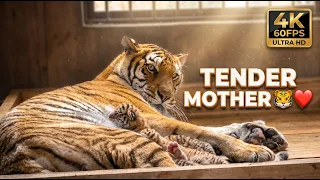 [4K 60FPS] Pure Motherly Love: Gentle Tiger Mom Cuddling Her Playful Cubs