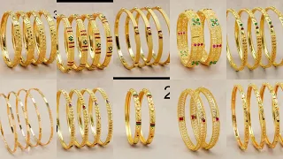Heavy & Light Weight Gold Bangle Sets with Grams (20g - 50g) New Design Stunning Bridal Gold Bangles