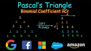 Calculate binomial coefficient nCr Pascals Triangle