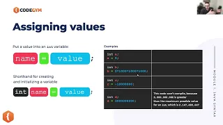 Assigning values CodeGym University Course