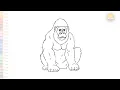 Gorilla Drawing Outline drawings easy How to draw A Gorilla step by step