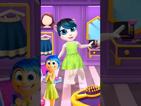 Inside Out 2 Joy Inspired Dress-Up Fun | Outfit Transformations in My Talking Angela 2