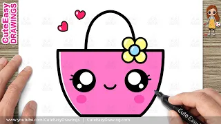 How to Draw a Cute Shopping Bag with Flower | Easy Drawing for Kids - 10