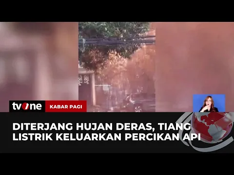 Video Detik-detik Tiang Listrik Terbakar Hingga Percikan Api