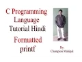 C Programming Language Tutorial in Hindi 40 Formatted Printf