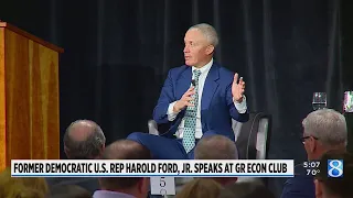Former U S Rep Harold Ford Jr speaks in GR