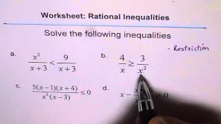 Worksheet Rational Inequality