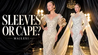 Silver Gowns: Sculpted Sleeves or Flowing Capes? | MAJLESI