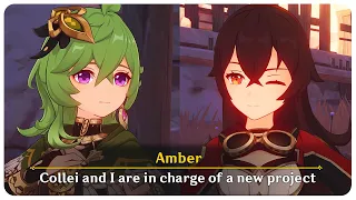 Collei Amber Team Up to Work on a Project Cutscene Genshin Impact 6 1 Luna II