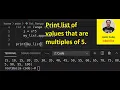 Python program print list of values that are multiples of 5