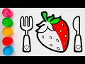 Drawing Strawberry more Easy Pictures for Kids and Toddlers Coloring with Sandy the Sticker