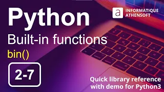 Python how to use bin built-in function quick library reference with demo 2-7