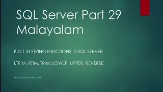 SQL Server Part 29 String Functions LTRIM TRIM UPPER REVERSE Malayalam