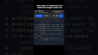 Input angles of a triangle and check whether the triangle is valid or not program-python