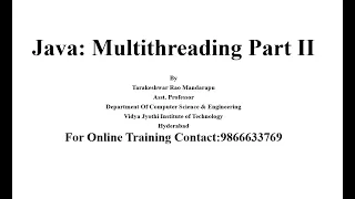 Java Introduction to Multi threading Part II