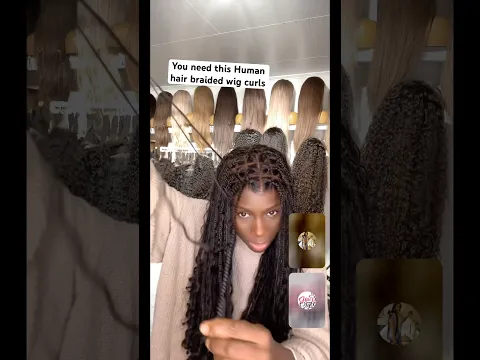 Braided wig with human hair leave-out curls available to order