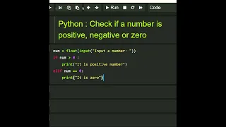 Check if a number is positive negative or zero