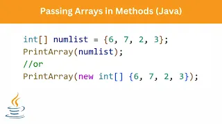 Passing Arrays in Methods Java