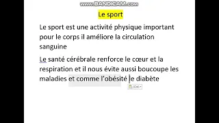 تعبيرعن الرياضة وفوائدها الفرنسية للسنة الاولى متوسط 